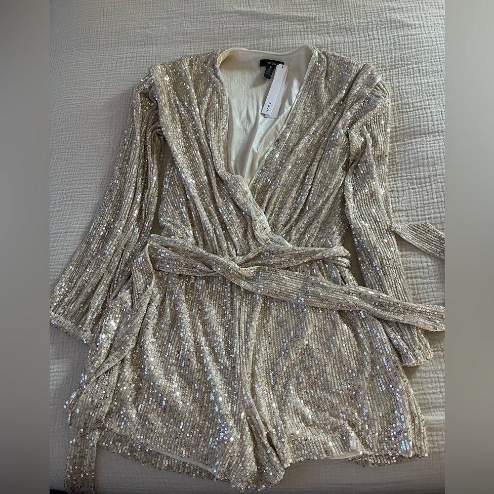 Aqua Sequin Romper